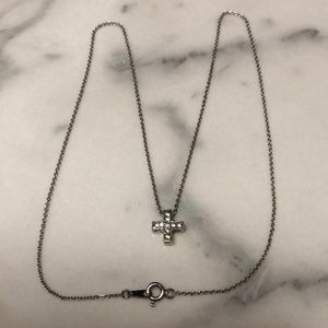 Sterling silver cross with CZ on 17.5” 925 chain